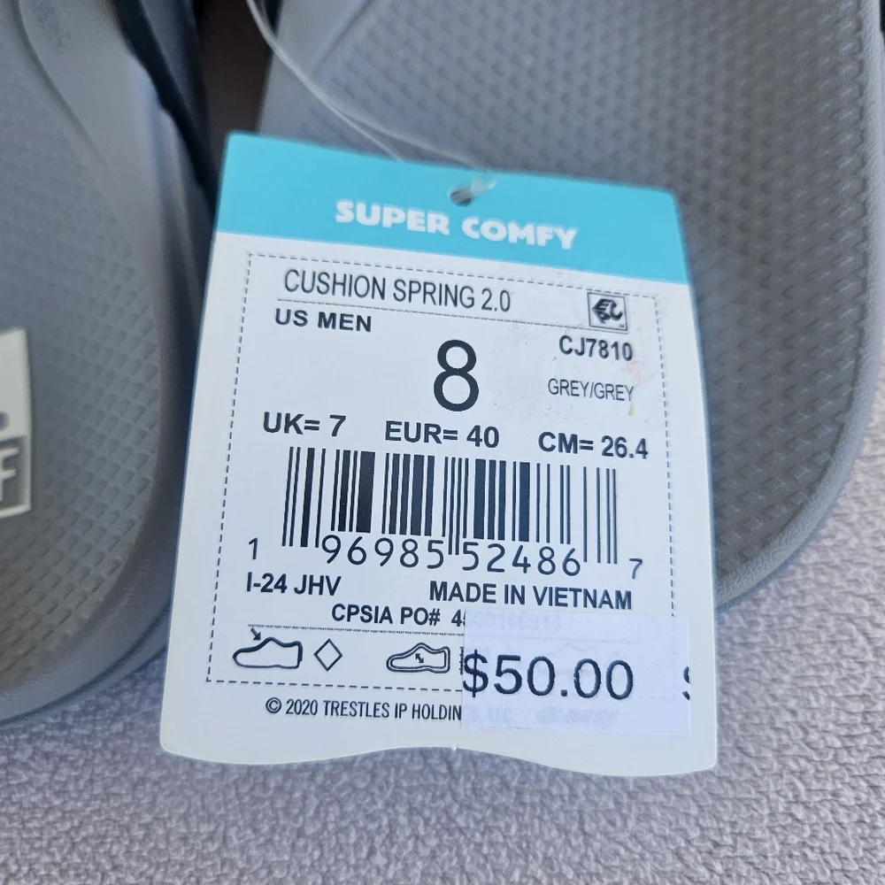 Reef Cushion Spring 2.0 Flip Flop Sandals Men SZ 8 Grey Comfort Slip-On